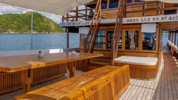 Interior of the Refviero phinisi showcasing spacious design. — Refviero Phinisi Komodo Sailing Tour